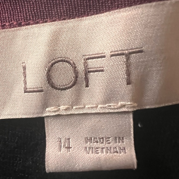 Loft Burgundy Navy Quilted Boho Stretch Shift Dress Size 14 - Picture 9 of 10